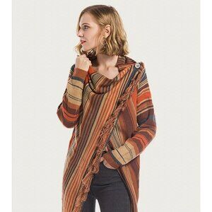 Angel Wings Tassel Striped Open Front‎ Long Sleeve Cardigan Wrap Boho Festival